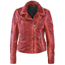 Load image into Gallery viewer, Red Leather Moto Jacket

